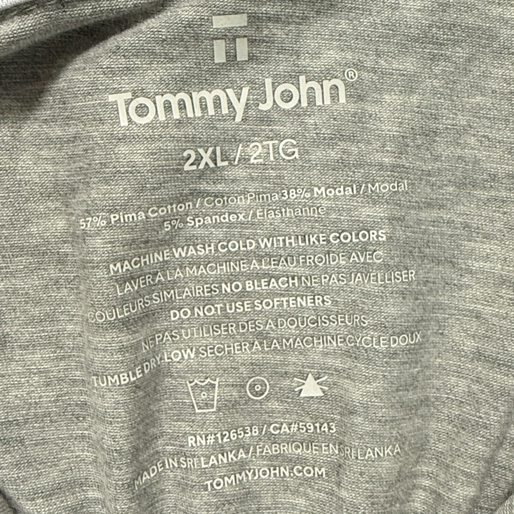 Tommy John Second Skin Comfort Polo 2XL Gray Pima Cotton Modal Stretch - Picture 7 of 9
